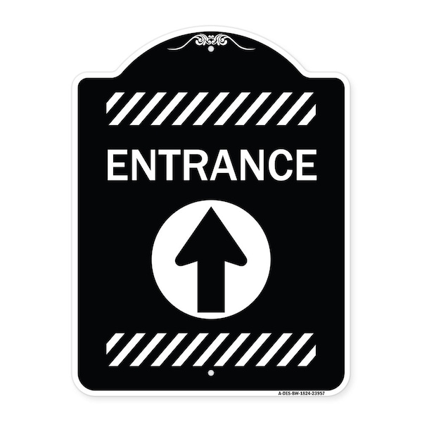 Signmission Flex Post Entrance W/ Straight Ahead Arrowfor Flex Paddle Alum Sign, 18" L, 24" H, BW-1824-23957 A-DES-BW-1824-23957 - main
